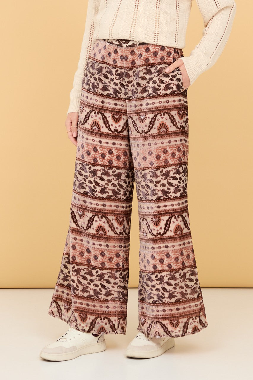 Printed velvet trousers