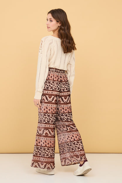 Printed velvet trousers