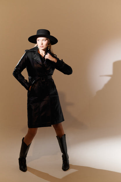 Trench in pelle nero