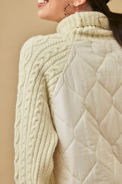 Quilted turtleneck sweater