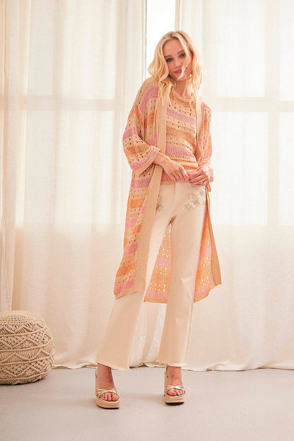 Cardigan lungo a righe