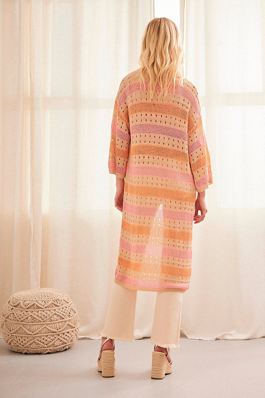 Cardigan lungo a righe