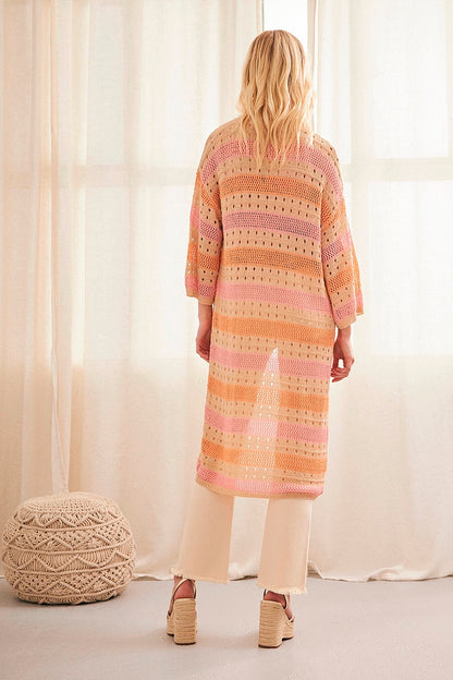 Cardigan lungo a righe