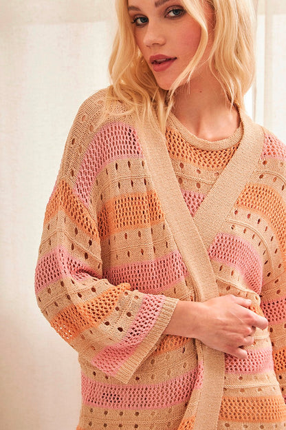 Cardigan lungo a righe