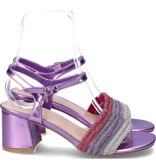 Sandali strass sfumati fucsia