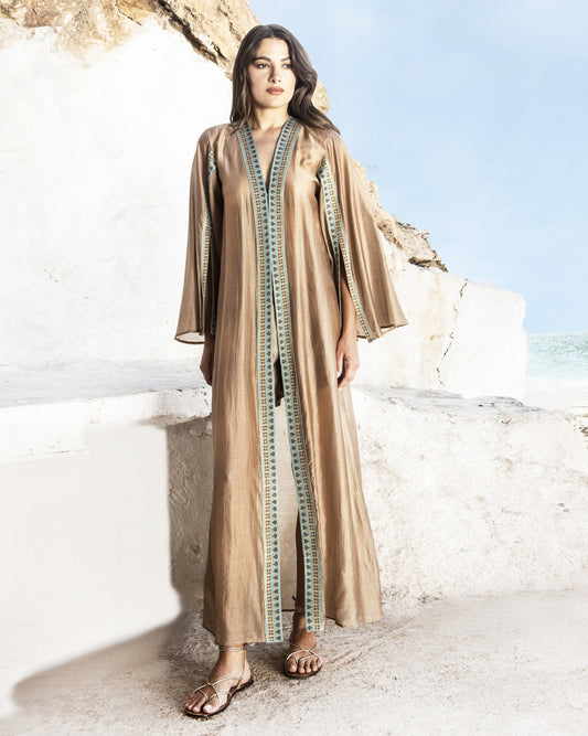 Kimono in voile con dettagli in maglia