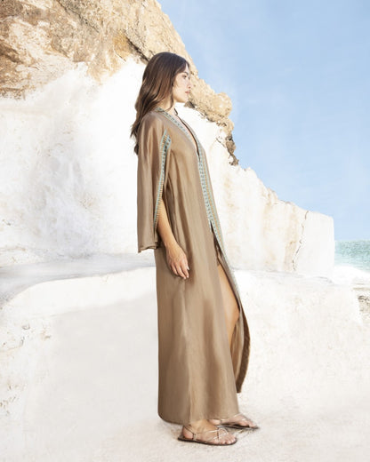 Kimono in voile con dettagli in maglia