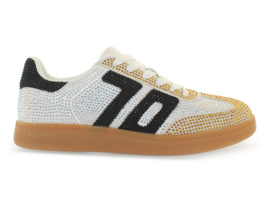 Sneakers in strass bianco e nere