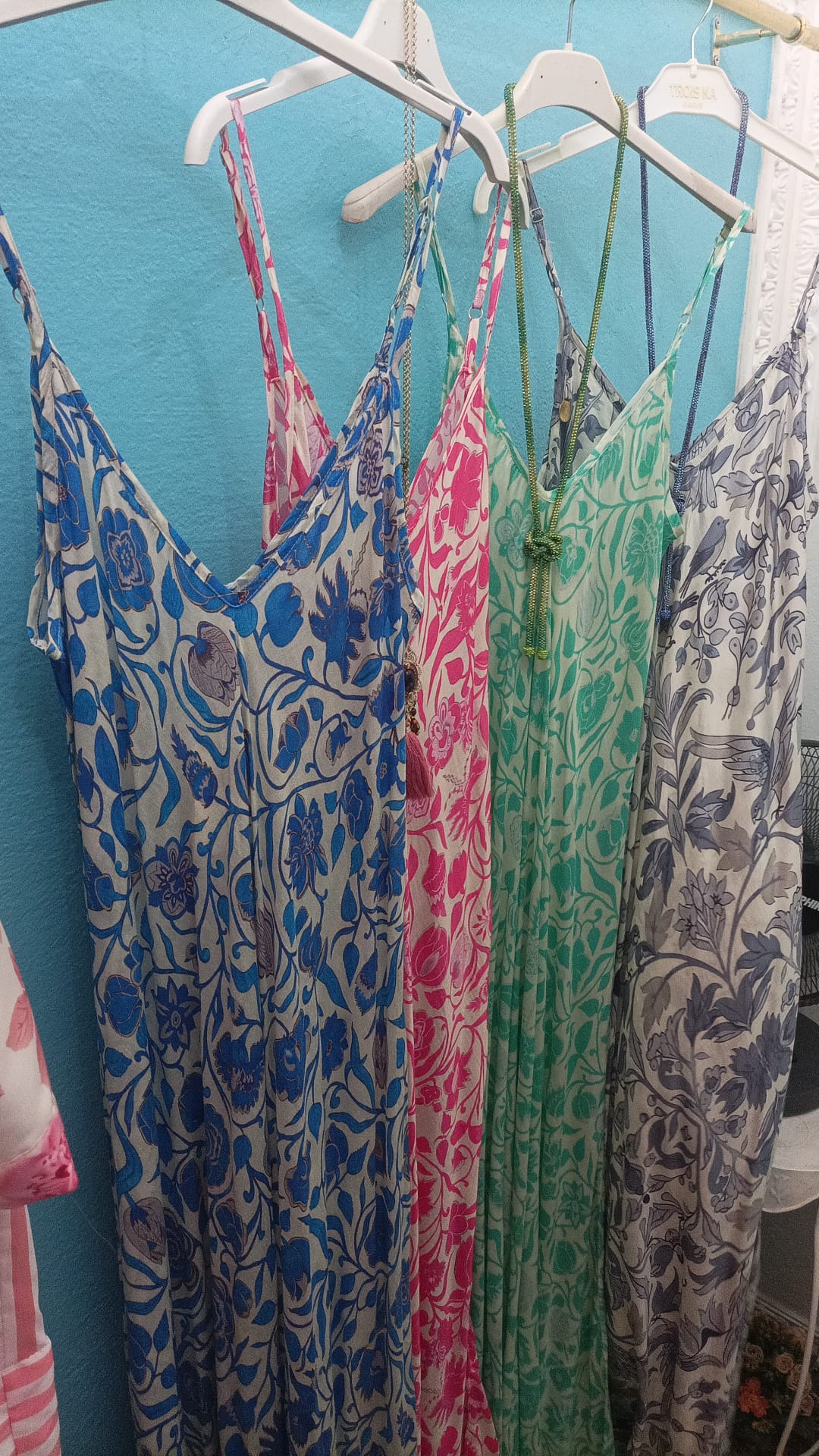 Abito sottoveste fiori turchese