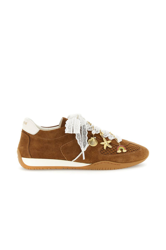 Sneakers in pelle scamosciata cuoio