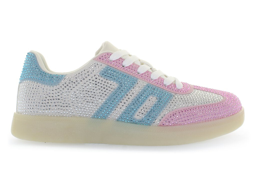 Sneakers strass rosa e azzurro