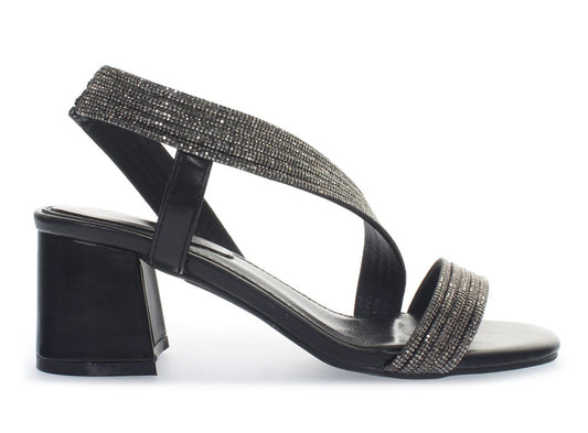 Sandalo fascia strass nero