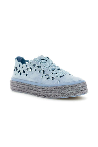 Sneakers in pelle smerlate azzurre