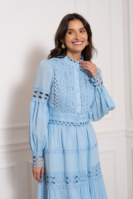 Camicia corta boho azzurra