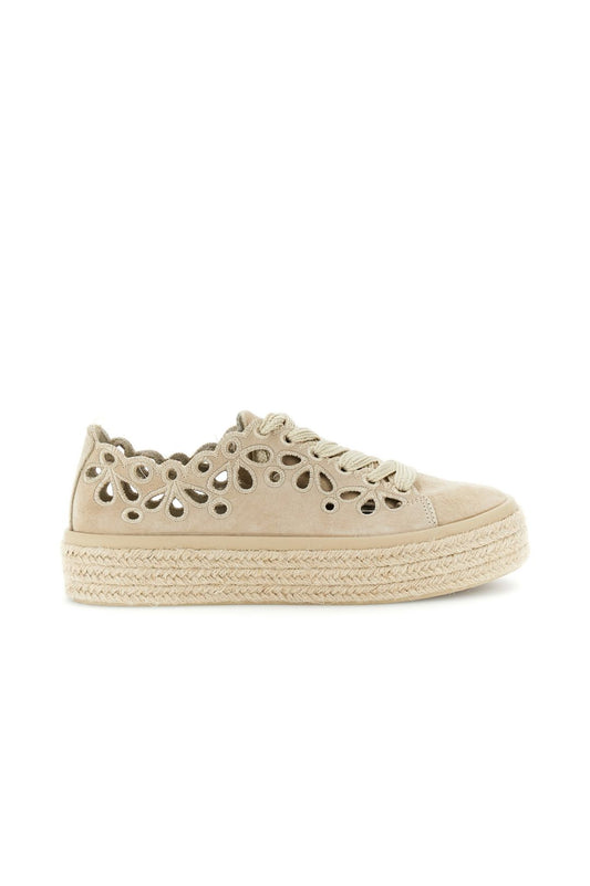 Sneakers in pelle smerlate beige