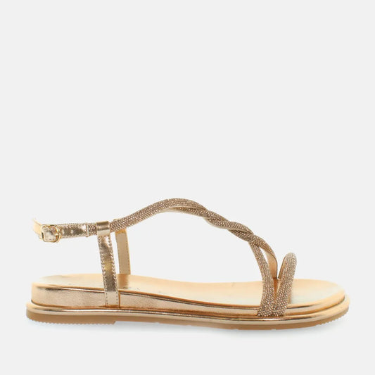 Sandalo treccia oro